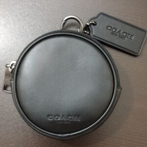 Coach Black Glovetanned Leather Coin Charm Pouch